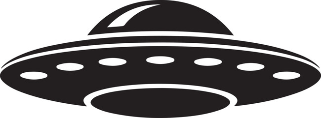 Black silhouette of a classic flying saucer ufo

