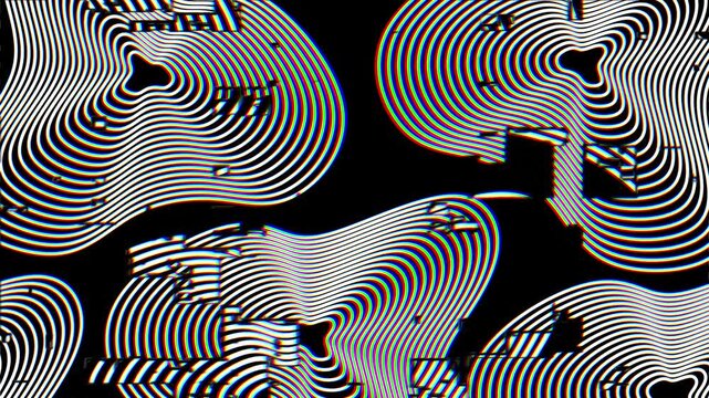 A mesmerizing pattern of wavy black-and-white lines forming abstract faces and contours, creating a surreal moir&eacute; illusion effect.