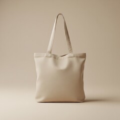 Beige fabric bag on light background