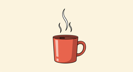 Hot drink in a red mug with transparent background