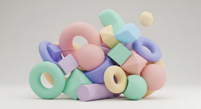 Pastel 3D Geometric Shapes Pile
- Powered by Adobe
