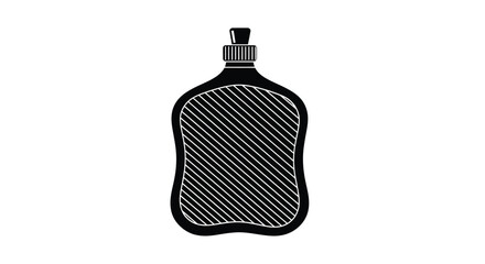 Simple black and white illustration of a hot water bottle design