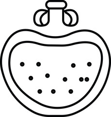 Minimalist Line Art Vector Icon of a Simple Fresh Strawberry Fruit with Calyx and Seeds