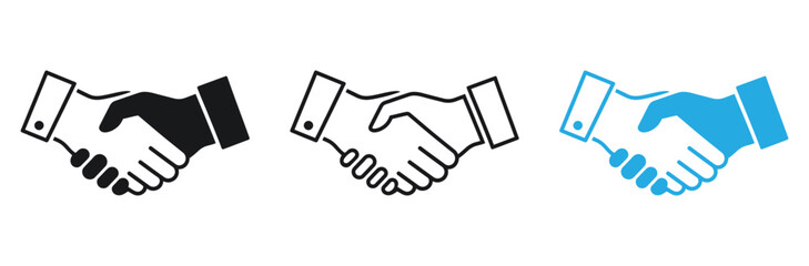 Obraz premium Business handshake icons representing agreement, partnership, and successful collaboration in modern design for commercial use