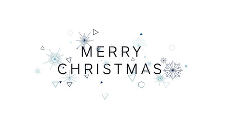 Merry Christmas greeting with snowflakes and geometric shapes for holiday e-cards and winter season marketing promotions, perfect for social media posts