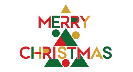 Festive Merry Christmas greeting with modern geometric design, ideal for holiday promotions and joyful seasonal messages, adding a touch of modern cheer
