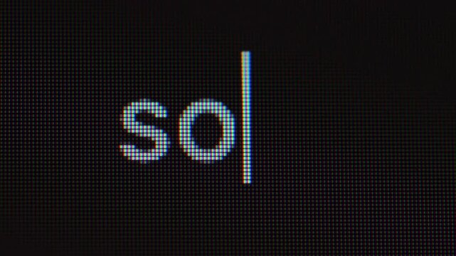 A close-up view of the company name "sora" being typed into a search bar