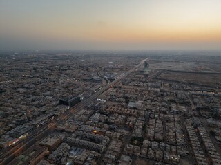 highway at night National Day KSA Saudi Arabia Riyadh drone from up night Road day, city, view, sky, cityscape, panorama, architecture, skyline, urban, landscape, buildings, town, travel, building