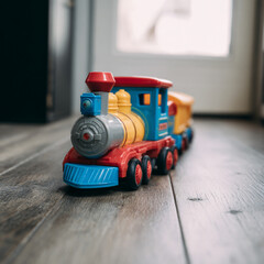 Fototapeta premium Miniature Toy Train on Floor