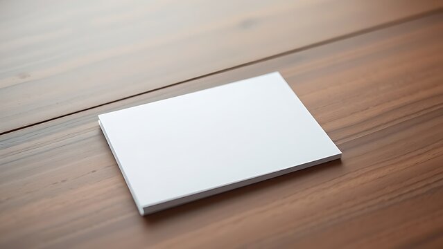 notecard. Blank notecard on wooden surface with angled composition, symbolizing simplicity and organization. lifestyle magazines.