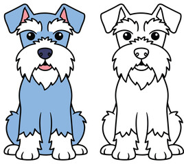 Adorable Blue and White Cartoon Schnauzer Dogs, Perfect for Pet-Themed Designs