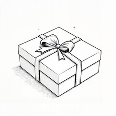 Minimalist gift box with snowflake pattern on white background, celebration