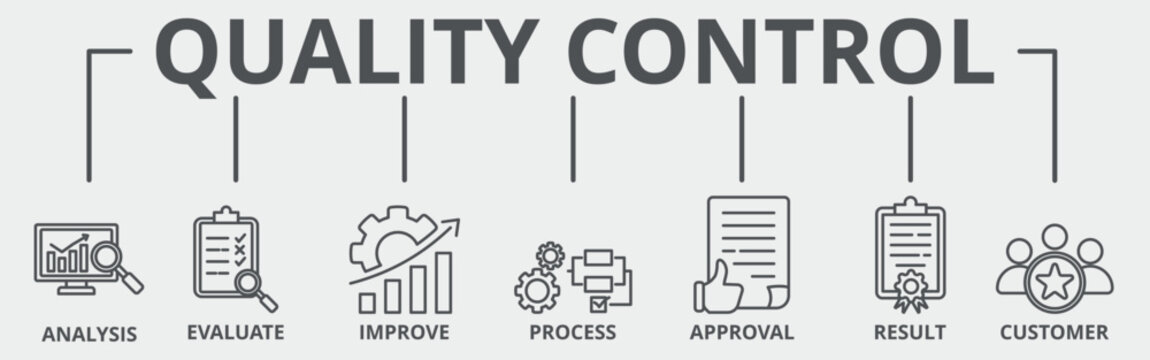 Quality control banner web icon vector illustration concept