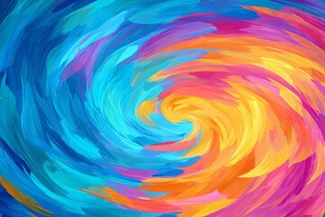 Vibrant swirling brushstrokes create an intense, multicolored vortex effect
