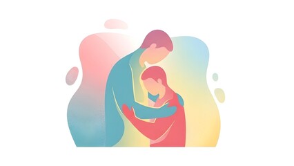 Father and Son Embrace in a Tender Moment of Comfort and Support.