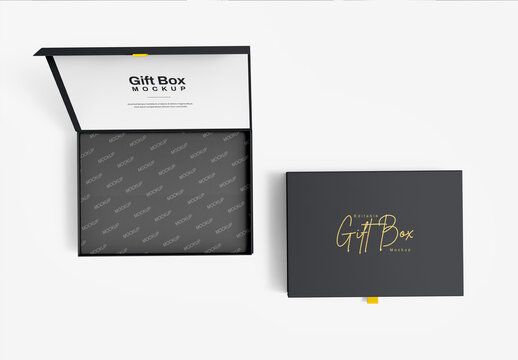 Open and Closed Gift Box Mockup PSD Template