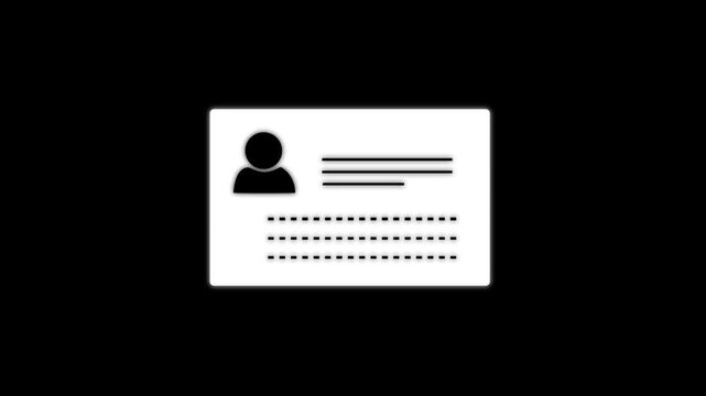 Colorful ID Card Icon Animation. ID card icon animation on color screen. id card icon vector. National id, card, voter id. identity document sign animation on background. Business card animated icon.