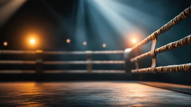 Boxing ring interior, spotlights