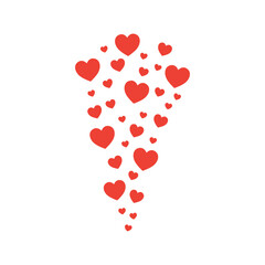 Social media icons with streams of pink hearts floating upwards