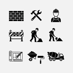construction building site tools worker icons