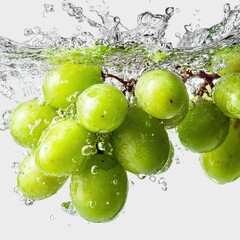 grapes in water splash. Generative AI.