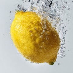 lemon in water splash. Generative AI.