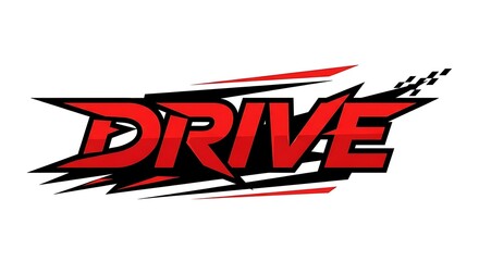 Dynamic DRIVE text with racing flag and speed elements