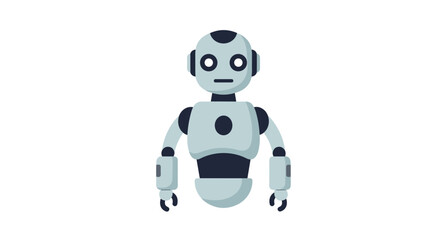 Friendly cartoon robot on white background