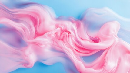 Obraz premium Soft abstract swirl of pink and blue pastel tones blending smoothly in fluid motion on bright canvas