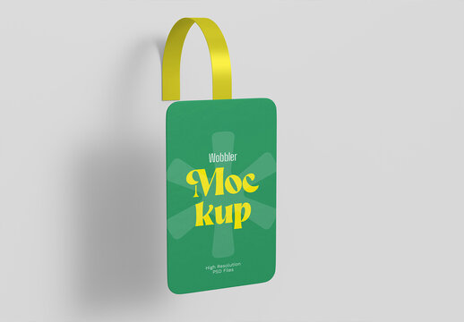 Hanging Rectangular Shelf Talker Label Mockup