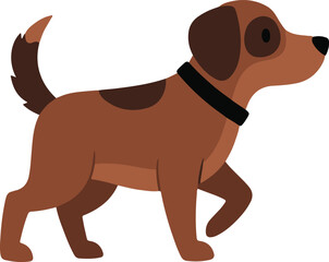 Brown Cartoon Dog Wearing Black Collar Walking puppy