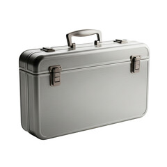 Modern silver briefcase with sturdy handle and secure latches for business travel illustration