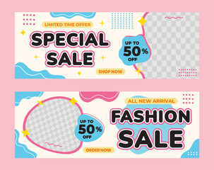Modern Colorful Sale Banner Template Set Vector