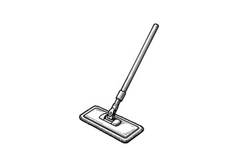 Mop hand drawn simple engraved vector illustration