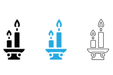 candle holder with candle vector icon, candle holder vector, silhouette and line art