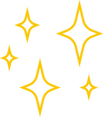 Yellow sparkle icon set in vector style