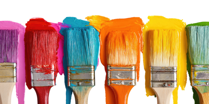 Colorful paintbrushes dripping with vibrant hues (1)