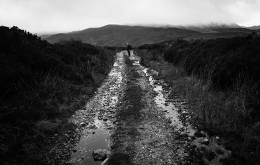 Looking back in the mountains 