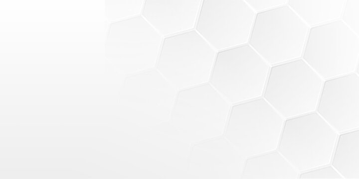 Clean white abstract background with modern hexagonal geometric pattern. Minimal 3D texture design perfect for technology, medical, corporate, or futuristic
