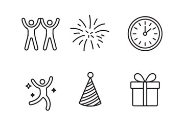 Fototapeta premium New Year Celebration Icons Bundle