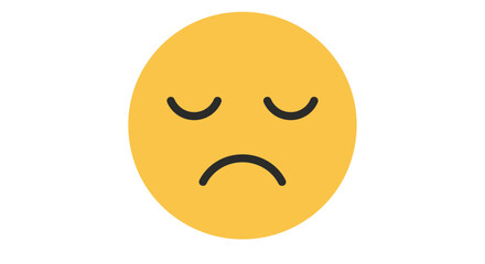 Fototapeta premium Minimalist sad face emoji with downturned eyes and mouth for digital use