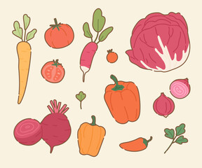 Vegetables and Fruits Pattern Collection - Hand Drawn Food Illustrations