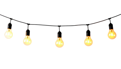 hanging light bulbs yellow isolated on transparent png