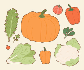 Vegetables and Fruits Pattern Collection - Hand Drawn Food Illustrations