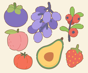 Vegetables and Fruits Pattern Collection - Hand Drawn Food Illustrations