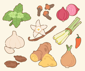 Vegetables and Fruits Pattern Collection - Hand Drawn Food Illustrations