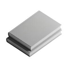 Stack of two plain grey books isolated for reading and study illustration
