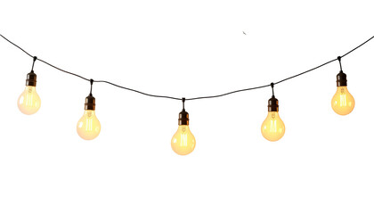 hanging light bulbs yellow isolated on transparent png
