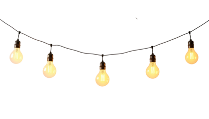 hanging light bulbs yellow isolated on transparent png