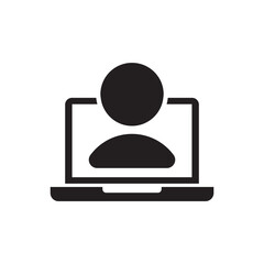 Solid User Profile Displayed on Laptop Device Icon